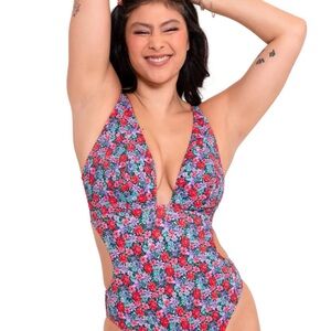 Vibrant Floral Cutout One-Piece Swimsuit